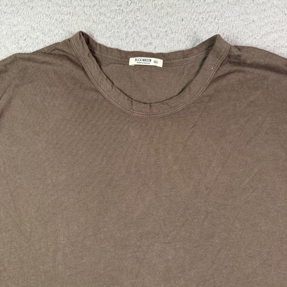 Buck Mason T-Shirt Mens 2XL Brown Slub Curved Hem Tee Short Sleeve Blank